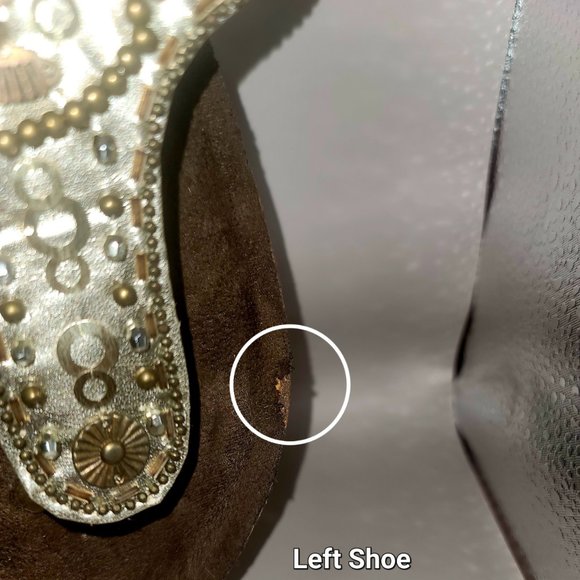 OLIVIA by Olivia Miller Gold Copper Sequin Thong Sandal Cork Footbed - Picture 2 of 5